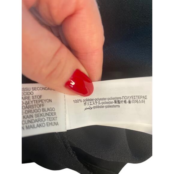 ZARA Black White Ruched Long Sleeve Dress – Gold Buttons – Size L – NWT - Picture 6 of 10